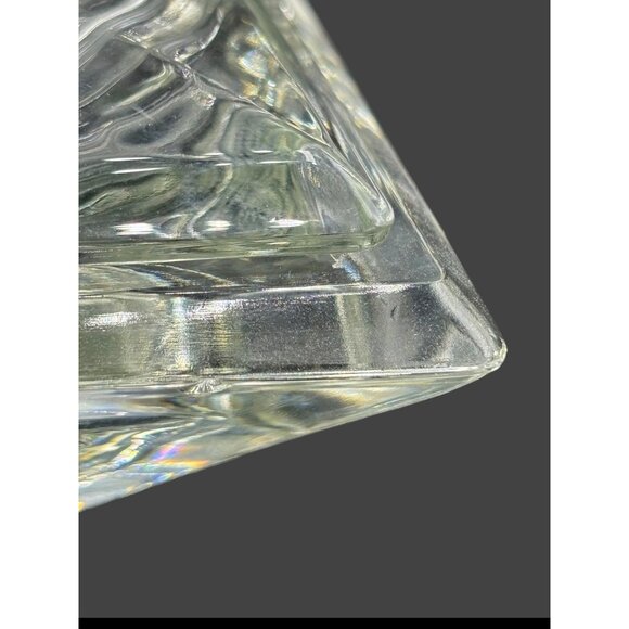 Vintage MCM Square Heavy Crystal Glass Covered Candy Dish Mid Century 6x6x4 - Picture 11 of 16